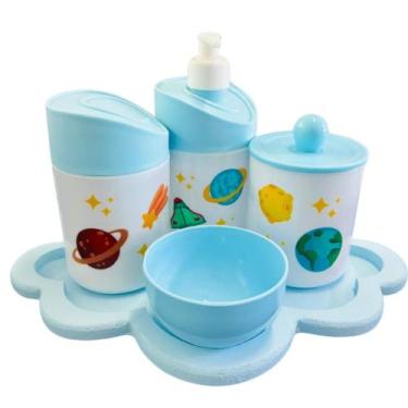 Imagem de Kit Higiene Baby Planetas Menino c/bandeja em MDF - Dóia Kids, Planeta