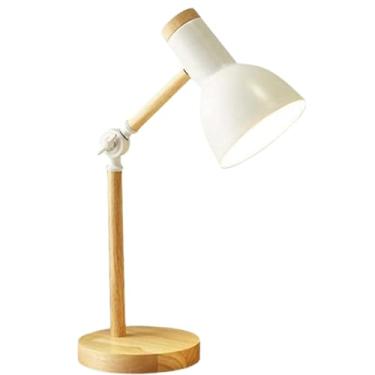 Imagem de Luminária De Mesa Retro Abajur Articulável em Madeira e Aço (Branco)