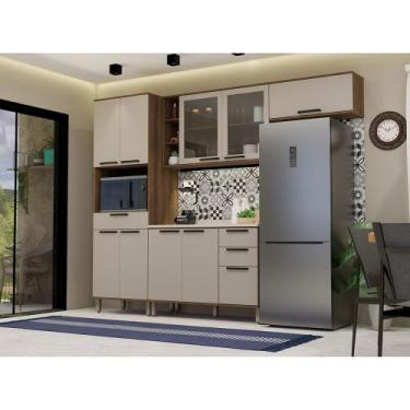 Imagem de Cozinha Compacta 4 Peças com Espaço para Microondas Vidro e Tampo Luna