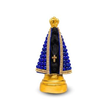 Imagem de Imagem Nossa Senhora Aparecida Em Pérolas 16cm Azul