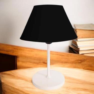 Imagem de Luminária de Mesa Abajur Cúpula Injetada para Escritório Quarto Recepção Decoração Sala Moderno (BRANCO/PRETO)