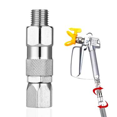 Imagem de Prasacco Conector Giratório Para Pulverização Sem Ar, Aço Inoxidável, 1/4" Com Rotação De 360 Graus, Pontas Mangueira Alta Pressão, Acessórios Pulverizador Tinta Graco