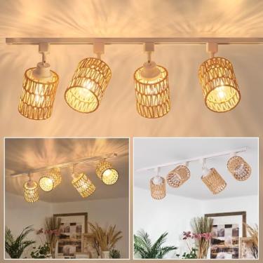 Imagem de AIBISOD Pacote Com 4 Luminárias De Trilho H, Vime Para Trilho, Teto Flexíveis E26, Cozinha Moderna Ajustável, Sem Lâmpada