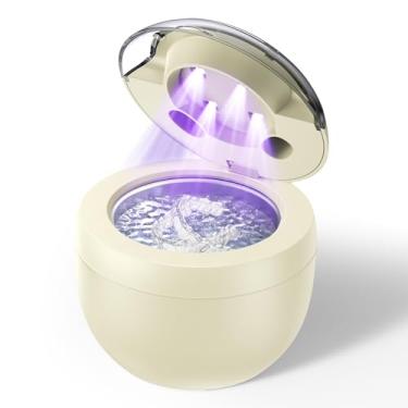 Imagem de EcoBasic Limpador Ultrassônico De Contenções, Para Dentaduras, Protetores Bucais, Aparelhos Ortodônticos, Cabeças Escova Dentes, Joias Com Uv-C 45 Khz, Máquina Ultrassônica 4 Modos (Amarelo Claro)