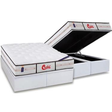 Imagem de Cama Box Baú King: Colchão Molas Ensacadas Castor Gold Star Class Face+Base White(193X203)