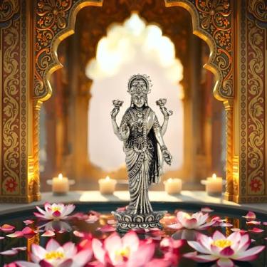 Imagem de Estátua de latão da deusa Lakshmi de 10 cm de altura, peso 70 GMS Goddess Laxmi Idol para uso diário e Diwali Pooja