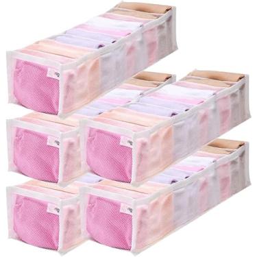 Imagem de KIT 5 organizadores de gaveta em TNT com Tela – 10 Nichos cada – Para Roupas Íntimas, Meias, Roupas de Bebê, Dry Fit, Meias