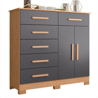 Imagem de Cômoda Xangai 2 Portas E 6 Gavetas Freijó-titanium - Móveis Albatroz Freijó-titanium