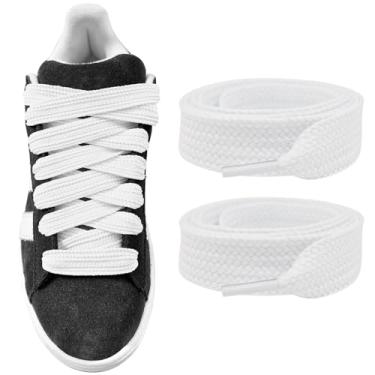 Imagem de UamGlsob Cadarços grossos de 15 mm para tênis Adidas Campus 00s, cadarços atléticos de 5/20.3 cm de largura, Branco, 63"/160cm