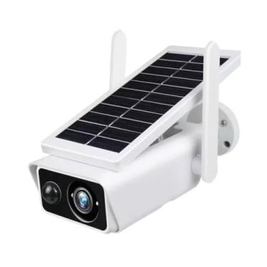 Imagem de Câmera de segurança externa sem fio, energia de bateria recarregável solar WiFi, câmeras domésticas de vigilância IP, com detecção de movimento PIR, visão noturna, áudio bidirecional
