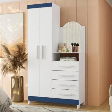 Imagem de Guarda Roupa Comoda Com Espelho Georgia Azul - CASA H