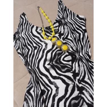 Imagem de Vestido suplex tubinho curto - Moça bunita, Onça branca, Preto, GG