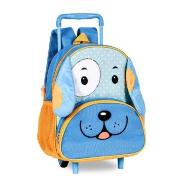 Imagem de Mochila Infantil Reforçada Rodinha Cachorro Azul 14 Litros
