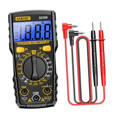 Imagem de YsXoWiui Multímetro elétrico, tela de luz de fundo, ferramenta portátil para eletricista, medidor de voltagem, voltímetro CC/CA para automotivo, Preto