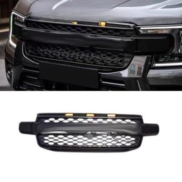 Imagem de Grade de para-choque de LED para carro, tiras decorativas, kit de corpo de grade de corrida, grade de para-choque frontal compatível com Ranger T9 2023-2024 parte externa (preto)