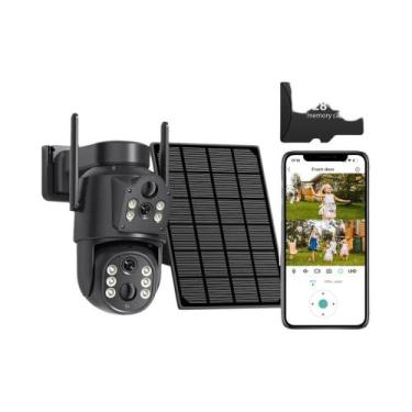 Imagem de Câmera Solar WiFi 4K HD Externa 8MP Lente Dupla Vigilância Por Vídeo S