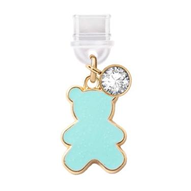 Imagem de ELISE & FONDA Porta de carregamento tipo C TP716 plugue antipoeira pequeno urso de pelúcia pingente de celular para iPhone 15/16/Samsung/OnePlus/Xiaomi/oppo telefones Android (azul)