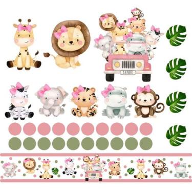 Imagem de Adesivo Parede Safari Quarto Infantil - Efd Colors, Rosa