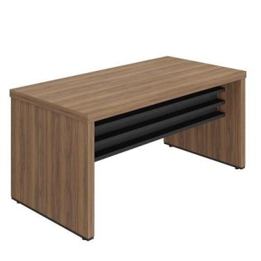 Imagem de Mesa Para Escritório Grande Mdp Tampo Tamburato Nogal/preto - ARTANY