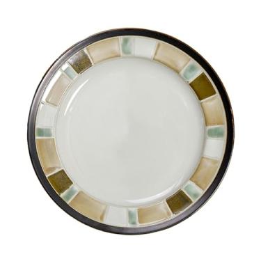 Imagem de Estilo europeu doméstico simples redondo delicado estufa muda esmalte placa de cerâmica pintada à mão - placa grande de treliça branca 28 cm