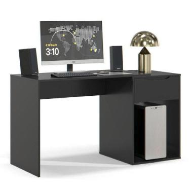 Imagem de Mesa Escrivaninha 1 Gaveta Com Suporte Para Cpu Flop Preto - EJ MÓVEIS