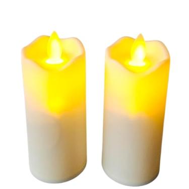 Imagem de Kit 2 Velas De Led Eletrônica Para Decoração Chama Viva Real Com Pilha (2)