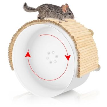 Imagem de Geelin Cerca de roda de corrida de chinchila, brinquedo de plataforma flexível de madeira de bétula natural de chinchila, brinquedos de escalada para porquinho-da-índia, coelho, hamsters, gerbos