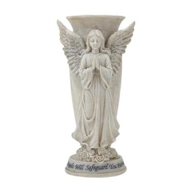Imagem de predolo Vaso de flores Angel Pray para decoração de cemitério, resistente e prático, decorativo, lembrança com pontas de chão, vaso de sepultura, presente