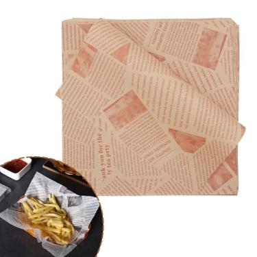 Imagem de La Llareta Papel Vegetal Llareta, 100 Folhas, Para Embrulhar Alimentos, Forros Cestas De Delicatessen, Bolos, Pães, Batatas Fritas, Sanduíches, Pizzas, Hambúrgueres, Cachorros-Quentes (25X25 Cm)