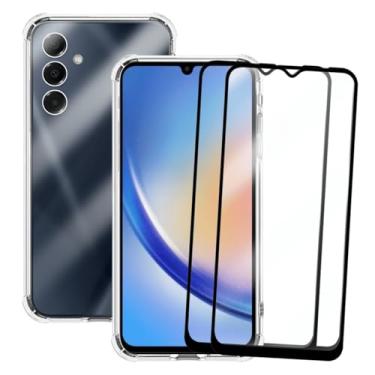 Imagem de Kit Capa Capinha Anti-Impacto Premium Transparente + 2 Películas de Vidro 3D para Samsung Galaxy A34