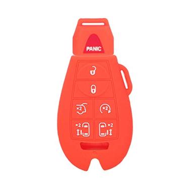 Imagem de SEGADEN Capa protetora de silicone, capa protetora compatível com Jeep Cherry Dodge 7 botões Smart Remote Key Fob CV4758 laranja