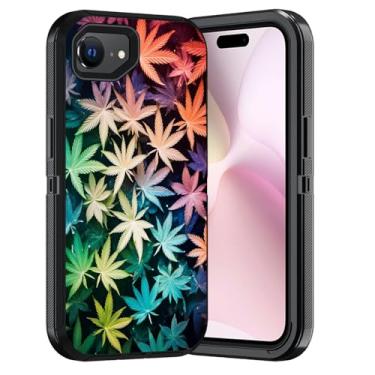 Imagem de ERWYTYIOI Capa protetora para iPhone 16e, 3 camadas de grau militar, antiarranhões, à prova de choque, elegante, capa protetora para iPhone 16e (6,1 polegadas, 2025), folha de maconha