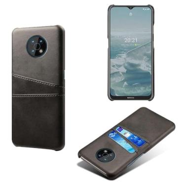 Imagem de Capas Compatível com Nokia G50,Caso de couro PU-Tampa de telefone a prova de choque com 2 slots de cartão,Proteção anti-impressão digital e anti-gota-Black