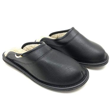 Imagem de Pantufa Chinelo Forro Pelo Unissex Katurê 407 Tamanho:39/40;Cor:Preto;Genero:Masculino