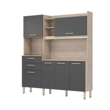 Imagem de Cozinha Compacta 6 pts 2 gavetas Select Demóbile, Avena/Grafito