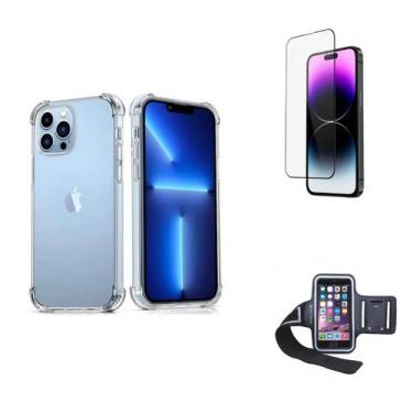 Imagem de Kit Braçadeira ÍPhone 14 Pro Max + Capa + Pelicula De Vidro 3D - Hrebo