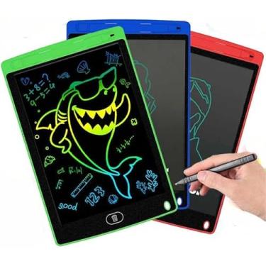 Imagem de Kit 2 Lousa Mágica Infantil Cor Vermelha12” LCD – Tablet de Escrita e Desenho Digital, Cores Variadas, Estimula a Criatividade, Qualidade Premium