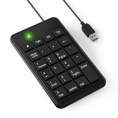 Imagem de CBUS Teclado numérico USB-A com fio para laptop, teclado numérico de 23 teclas com aba, casa, e-mail e teclas de calculadora, cabo de 1,5 m, design pequeno e leve