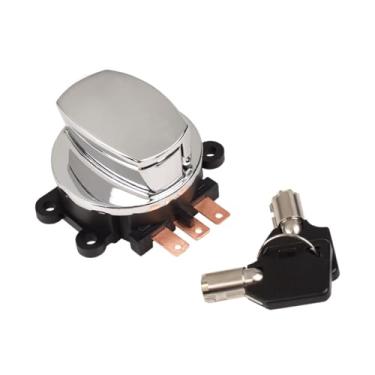 Imagem de Trava de interruptor de ignição de 3 posições de alumínio CNC com tanque de estilo tardio de 2 chaves compatível com Harley Davidson SOFTAIL, DYNA Wide Glide 1313-96A 72327-03A 71501-93 71450-04