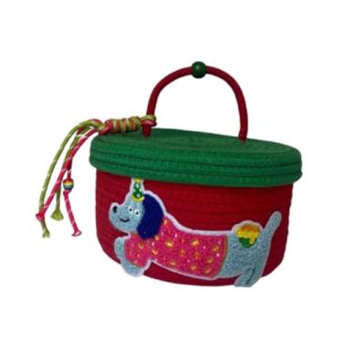 Imagem de ＫＬＫＣＭＳ Cesta de Algodão para Armazenamento com Tampa, Ideal para Toalhas E Brinquedos, Vermelho, Tamanho real