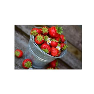 Imagem de Decoração de arte de parede em tela de cozinha - Impressão de pintura de natureza morta em tela - Pôster e impressões de comida de morango - Decoração de parede moderna para sala de jantar 30 x 45 cm