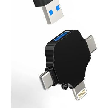 Imagem de Adaptador OTG USB para Lightning tipo C Micro USB (3 em 1) compatível com Samsung para Apple para iPhone 15 14 13 12 Pro Max Plus para iPad Air Mini câmera leitor de cartão Flash Drive teclado mouse