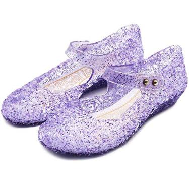 Imagem de Sandália de princesa techcity para meninas, vestido para dança, festa, cosplay, sapatos de gelatina para crianças, Mary Janes, A-purple, 12.5 Little Kid