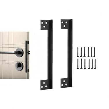 Imagem de XYittkl Placa de proteção de porta de aço inoxidável, protetor de trava de porta, protetor de segurança de porta de saída, protetor de bloqueio, tampa de bloqueio para bloquear o acesso, preto (11