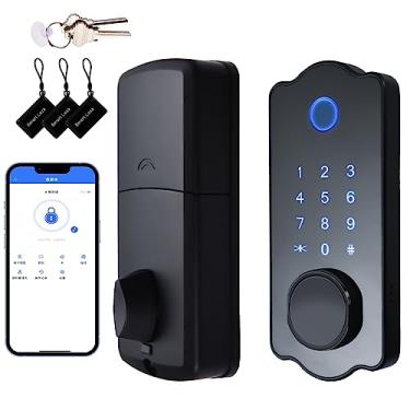 Imagem de lyrlody Trava Automática Trava de Porta Inteligente, Aplicativo de 5 Em 1 TTLOCK, Impressão Digital, Código, Acessório para (Sem conjunto de alavanca de alavanca)