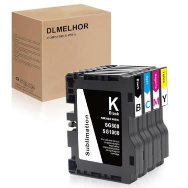 Imagem de DLMELHOR Cartucho de tinta de sublimação SG500 SG1000 compatível com impressoras Sawgrass Virtuoso SG500 SG1000 com chip atualizado mais recente, pacote com 4 (preto, ciano, magenta, amarelo)