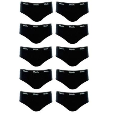 Imagem de Kit 10 Cuecas Slip 100% Algodão Mash - Preto, P, Preto