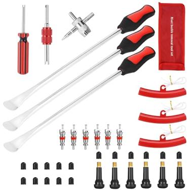 Imagem de HAIYUUS Kit de colher de pneu de 14,5 polegadas, 33 peças de ferramentas de pneu para troca de pneus, kit de reparo de pneu para motocicleta, trator de gramado, trocador de pneu de bicicleta com