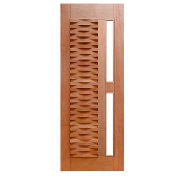 Imagem de Porta de Entrada Maciça Pivotante Ripada para Vidro - Madeira, 2,10 m 