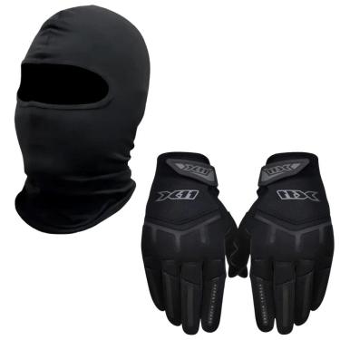 Imagem de Kit Luva Cano Curto Fit X11 Touca Ninja Balaclava Poliester 